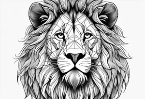 Moitie Visage lion avec son bebe avec trait super fin entouré d'un cœur tattoo idea