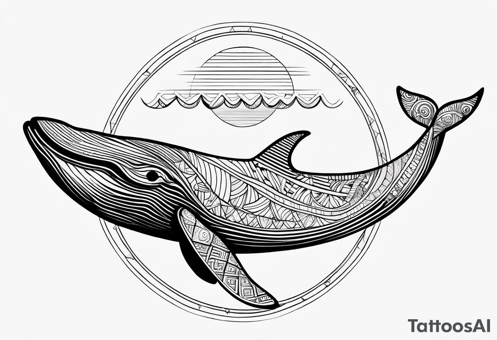 nordic geometric whale tattoo idea