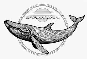 nordic geometric whale tattoo idea