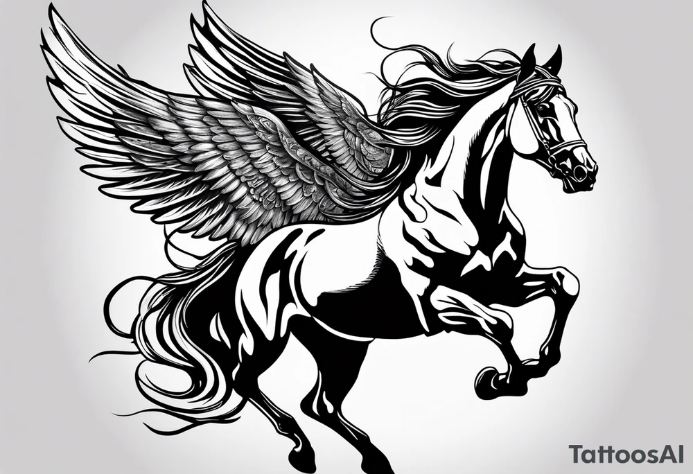 Horse with wings and a big ship in the wayer tattoo idea