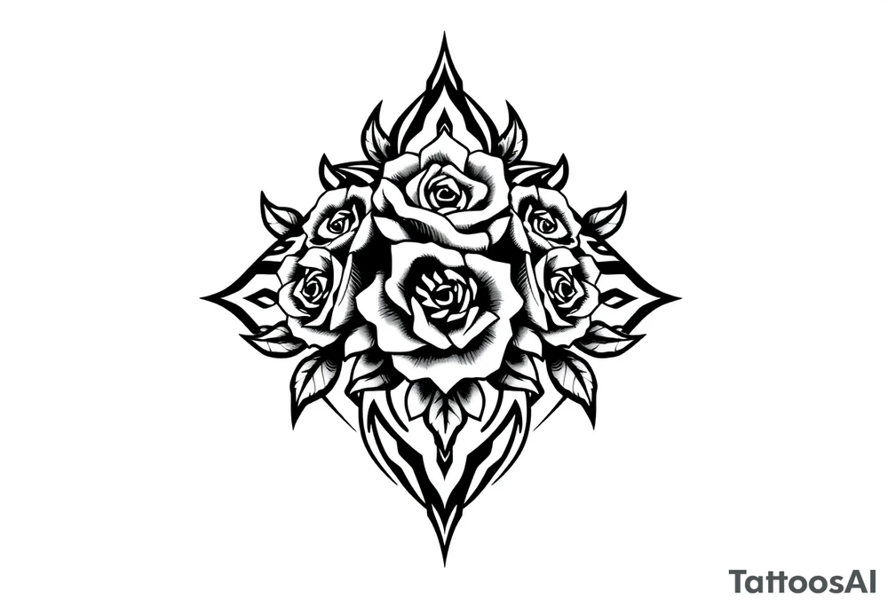 A lot of small roses in a diamond shape tattoo idea