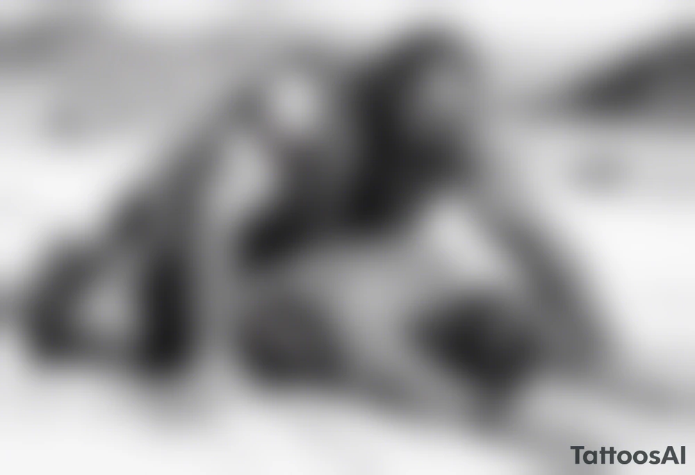 man crawling in a desert reaching to the cross of Christ tattoo idea
