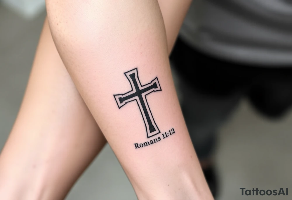 Incorporate a simple Celtic cross with the American flag and the text “Romans 1:16” tattoo idea