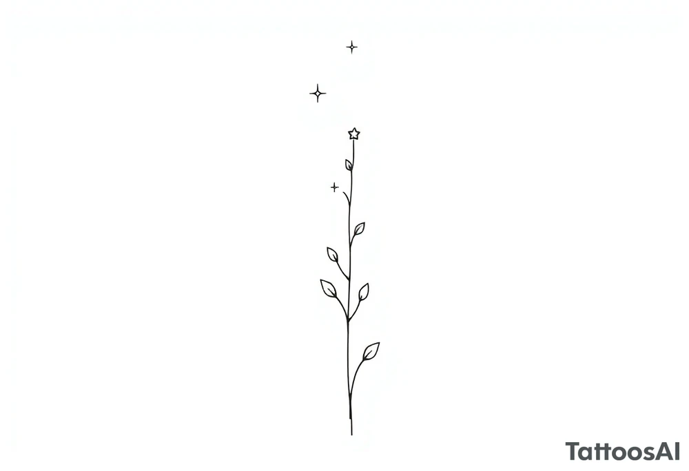 Simple, delicate, fine line, stars, plant. Vertical tattoo idea Simple, delicate, fine line, stars, plant. Vertical tattoo idea