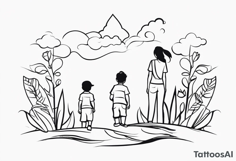 Use the word resilience and represent 2 boys and 1 mom tattoo idea