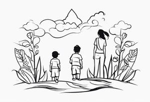 Use the word resilience and represent 2 boys and 1 mom tattoo idea