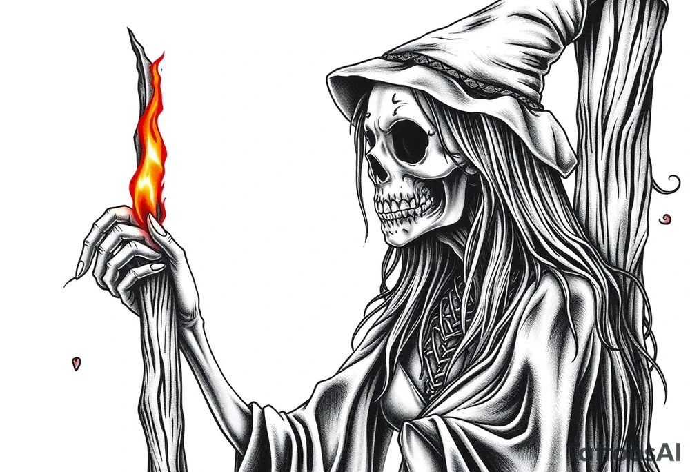 Zombie witch burned at the stake tattoo idea