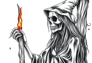 Zombie witch burned at the stake tattoo idea