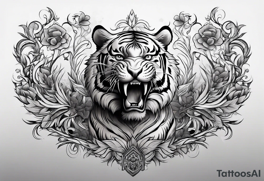 tiger standing up tattoo idea