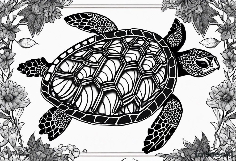 Honey comb, 5 turtles, Russian olive tree tattoo idea