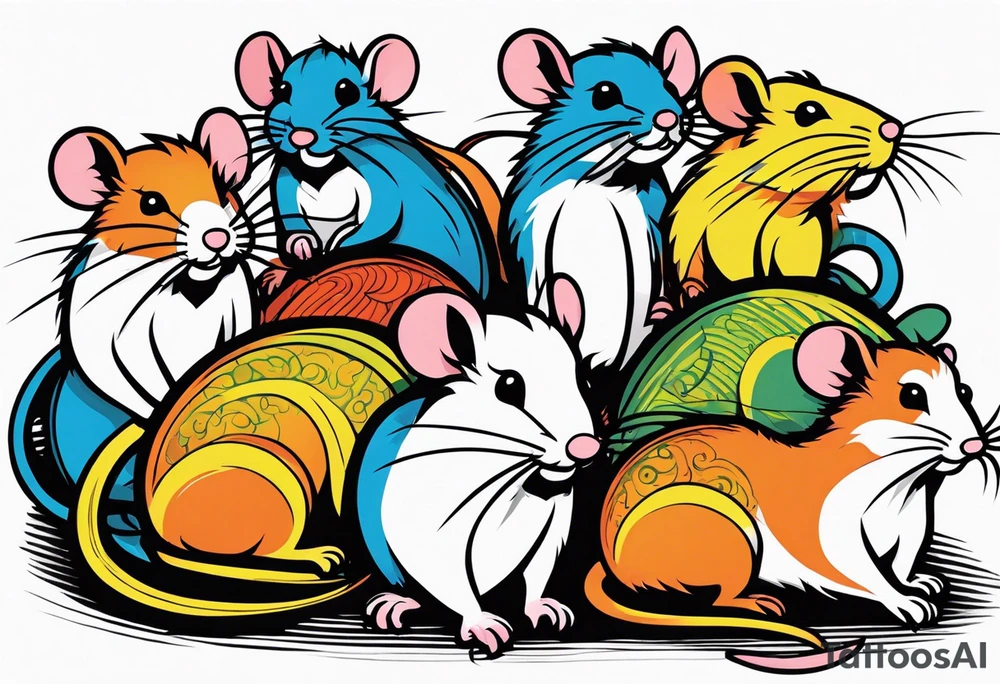 A collection of rats or mice whose tails are intertwined and bound together in some way. tattoo idea