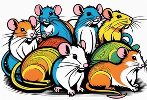 A collection of rats or mice whose tails are intertwined and bound together in some way. tattoo idea