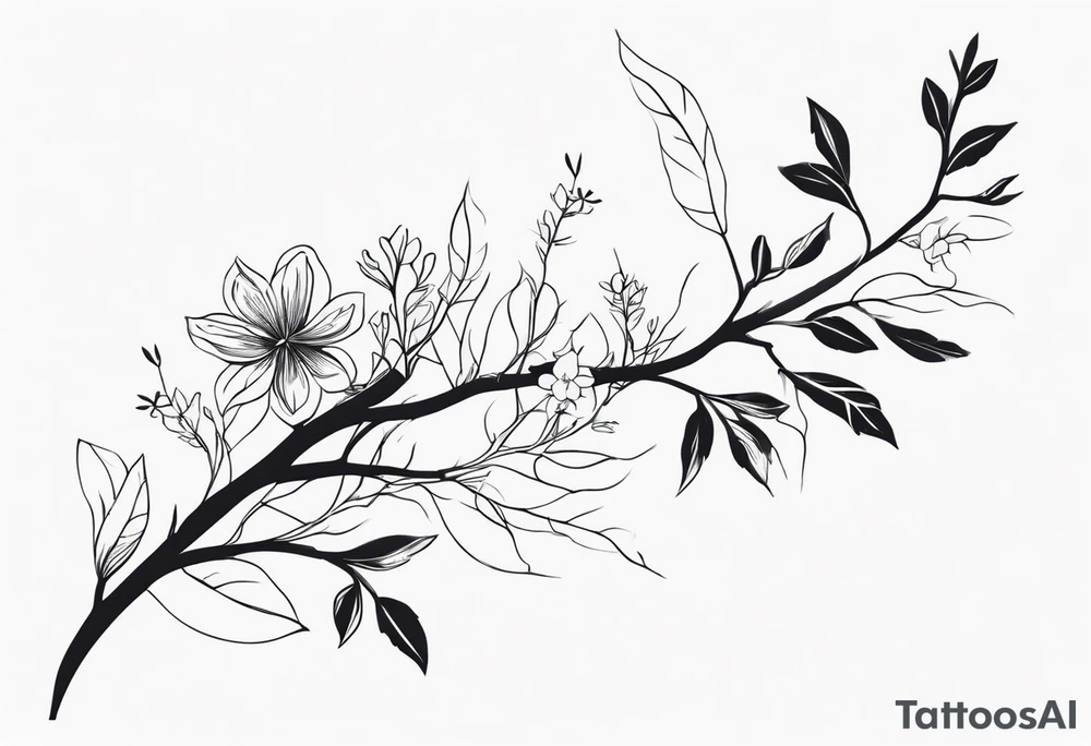 Spine, branches, flowers tattoo idea