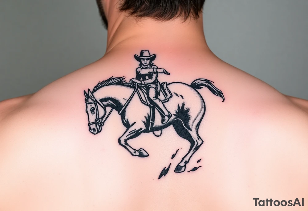 Cowboy riding a bucking horse tattoo idea