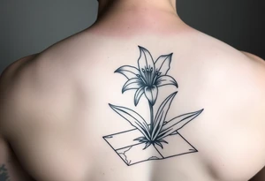 lily coming up out of the tile floor tattoo idea