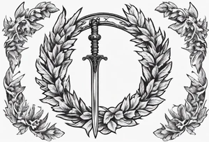 number 13 centered in a laurel leaf wreath and a sword going through the center of the wreath.  Male angel 13 tattoo idea