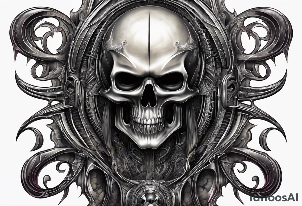 H.R Giger Skull knee tattoo idea