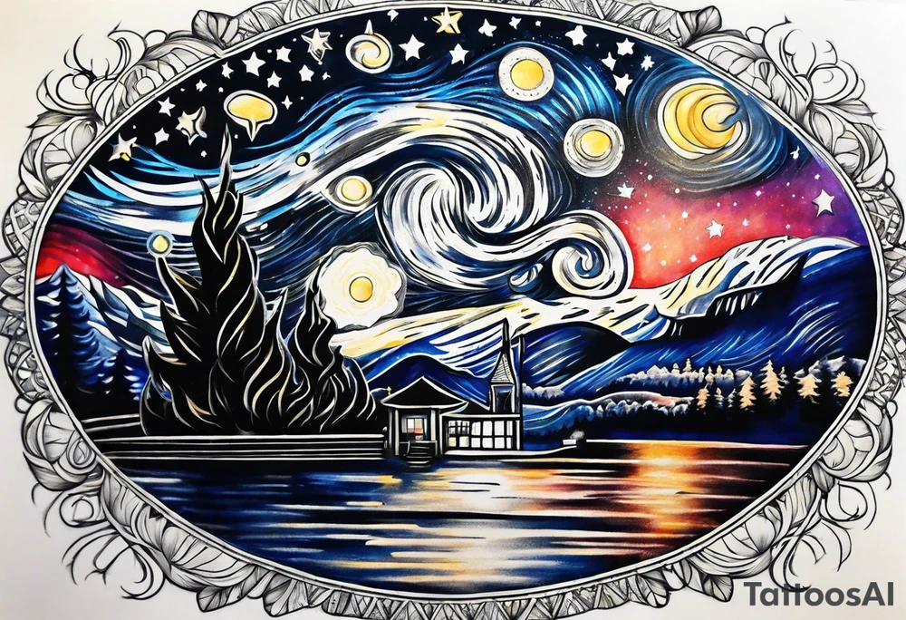 Starry night half sleeve tattoo idea