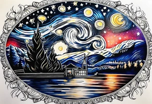 Starry night half sleeve tattoo idea