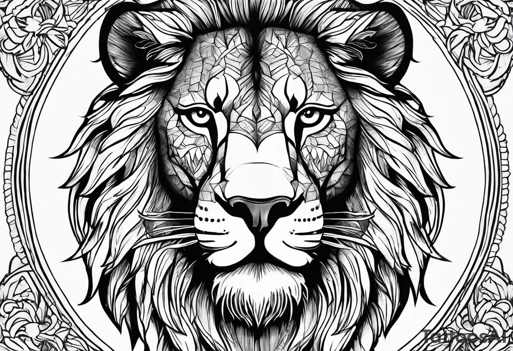 Fierce lion head tattoo idea