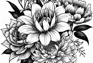 Majestic bouquet of japanese death flowers tattoo idea