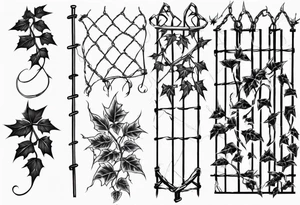 chain link fence with pointy ivy tattoo idea