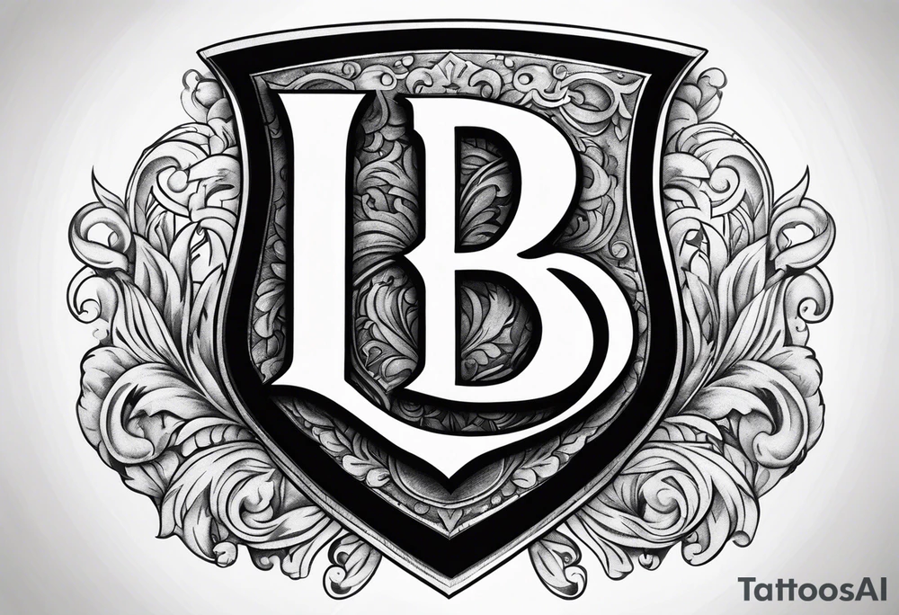letter B on shield tattoo idea