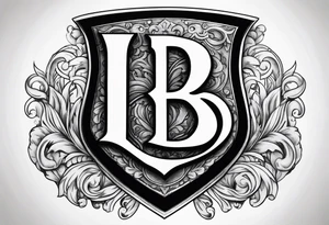 letter B on shield tattoo idea