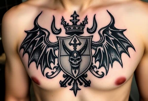 Smith family crest from Ireland with dark and brutally Demonic features for a full chest tattoo tattoo idea