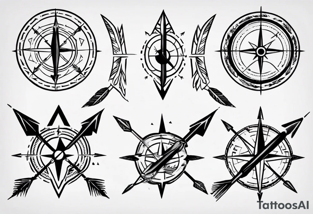 hunting arrow with compass tattoo idea