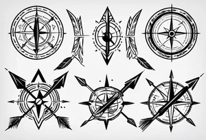 hunting arrow with compass tattoo idea