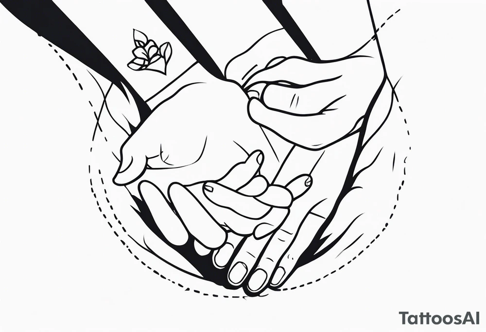 Mom dad family hold hand tattoo idea