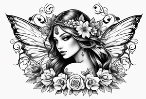 Fairy with flowers tattoo idea
