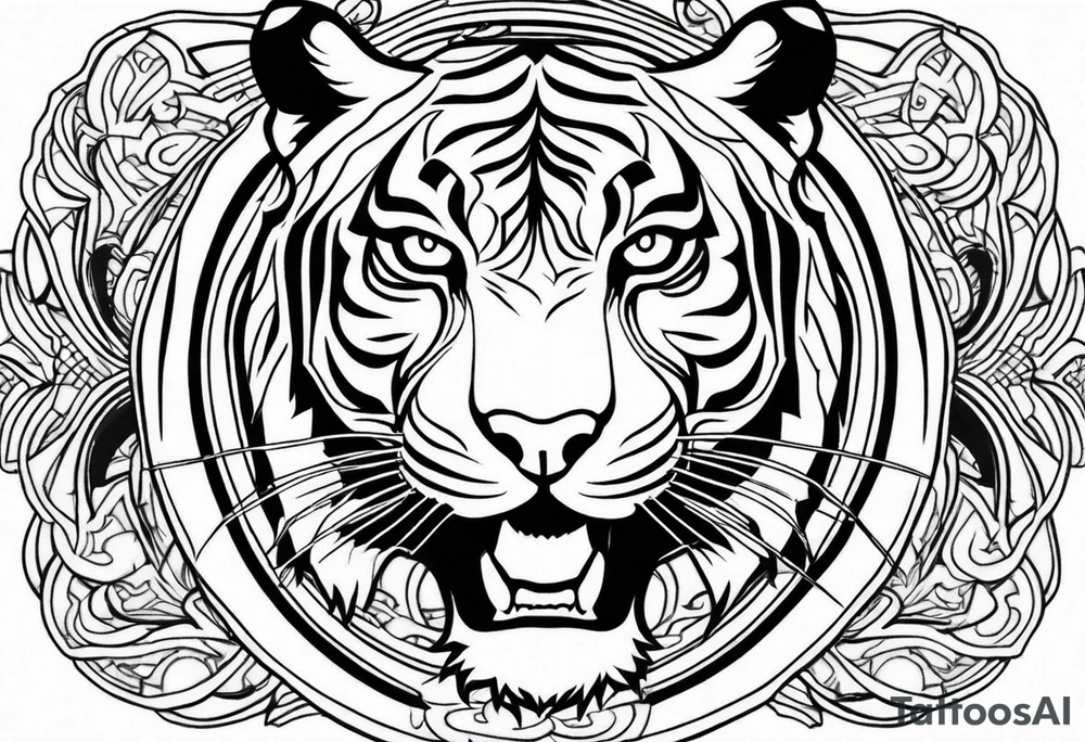 Full bengal tiger with white eyes to be tattooed on the obliques of the torso tattoo idea