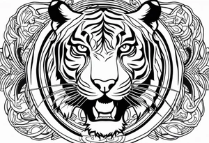 Full bengal tiger with white eyes to be tattooed on the obliques of the torso tattoo idea