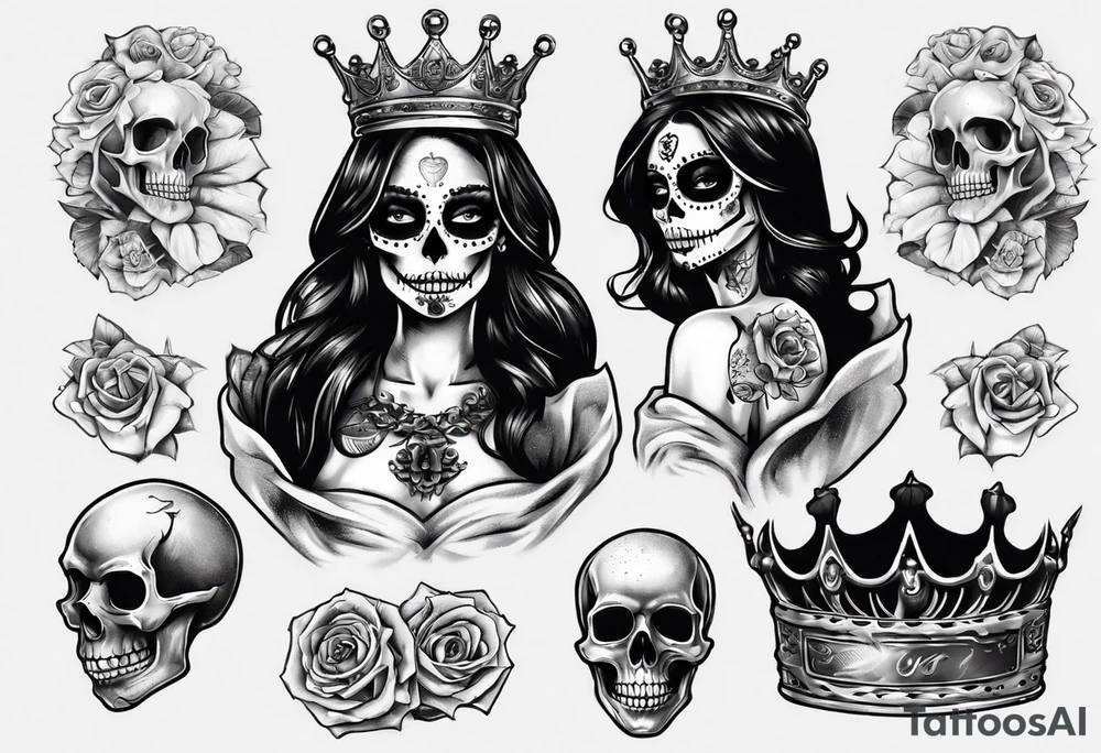 santa la muerta with money and crown tattoo idea