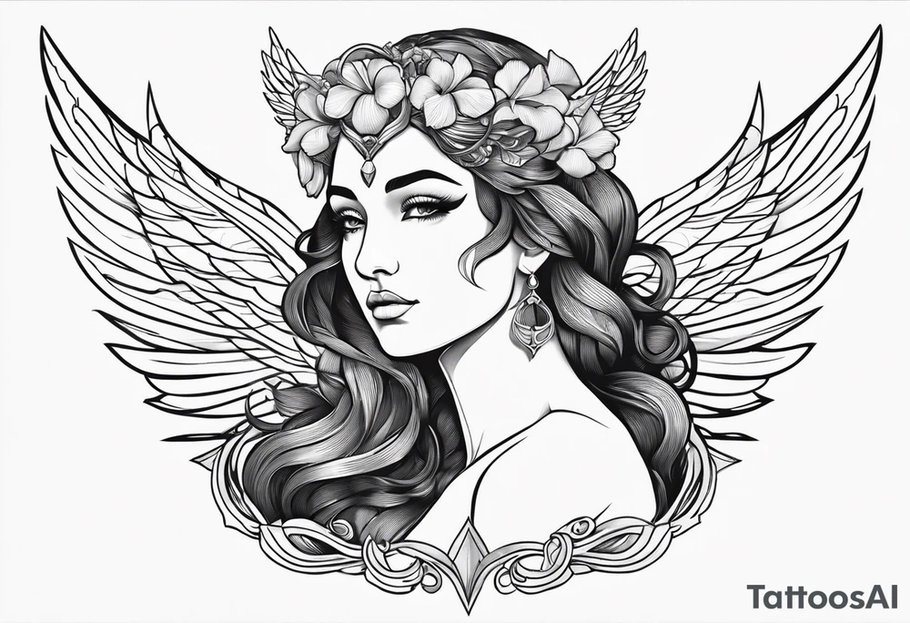 Greek goddess iris with wings tattoo idea
