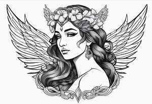 Greek goddess iris with wings tattoo idea