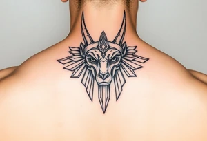 muscle Egyptian Anubis god face in Egypt style tattoo idea