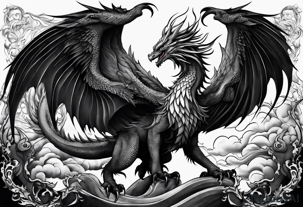 phoenix fighting dragon tattoo idea