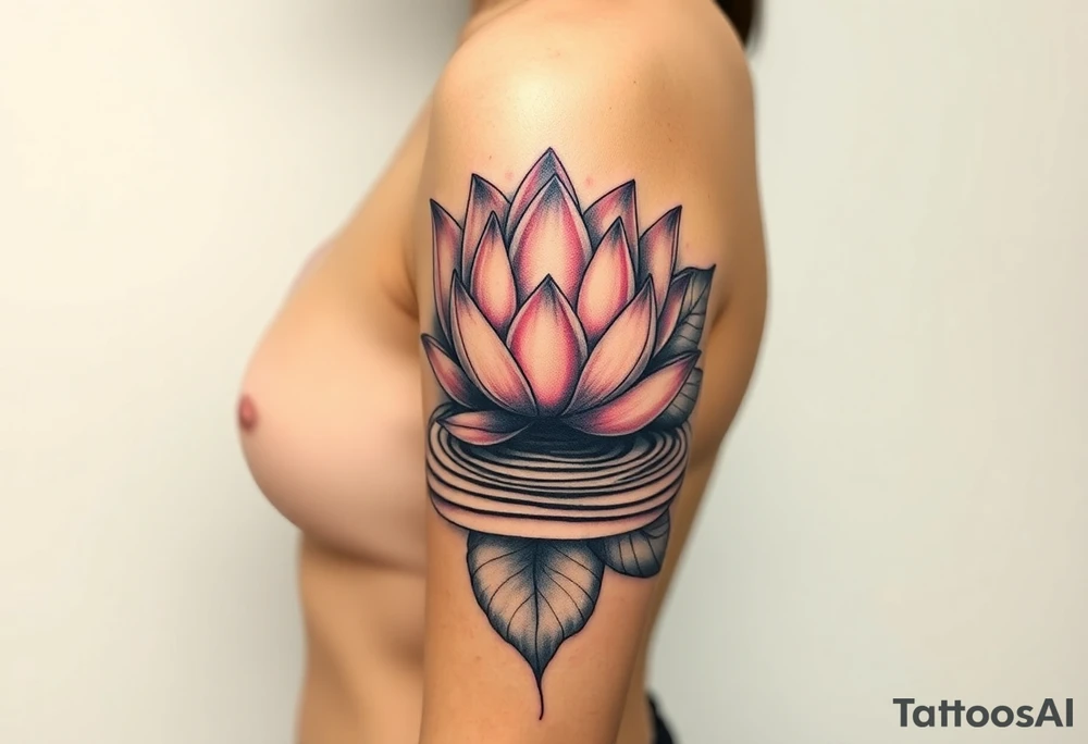 serene lotus flower emerging from sacred waters with ripples tattoo idea
