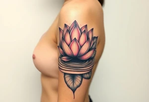 serene lotus flower emerging from sacred waters with ripples tattoo idea