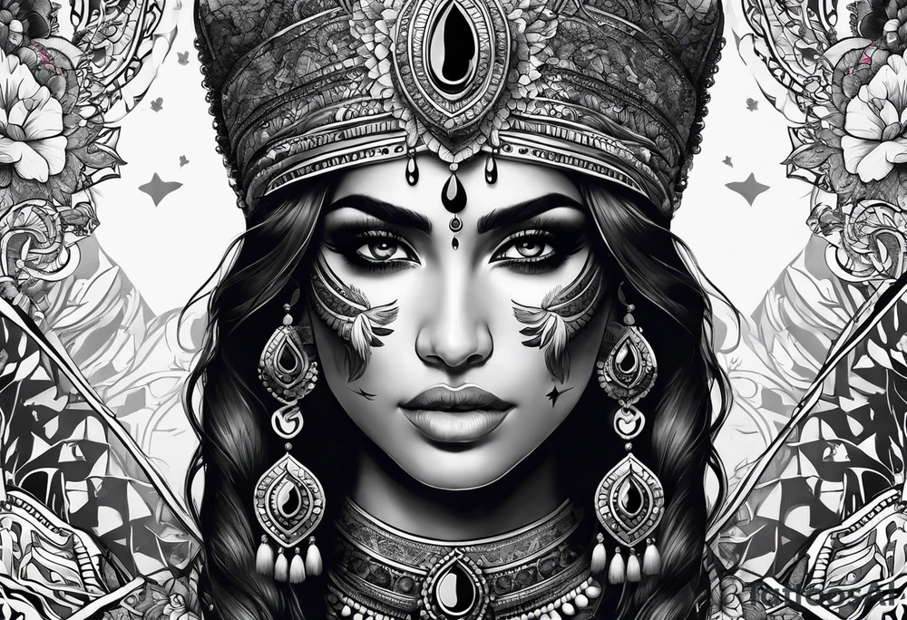 an indian with a skull instead of a face tattoo idea