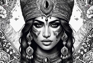 an indian with a skull instead of a face tattoo idea