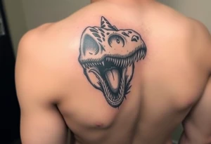 Dilophosaurus staring at you showing teeth 
mean looking tattoo idea