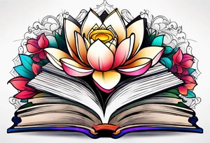 Lotus flower stack of books tattoo idea