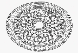 simple sunshine mandala made of black dots with circles tattoo idea