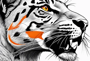 Facial of panther with red-orange eyes tattoo idea