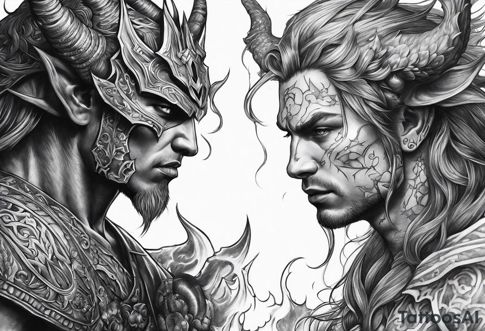 Fighting demons with light tattoo idea