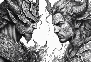 Fighting demons with light tattoo idea